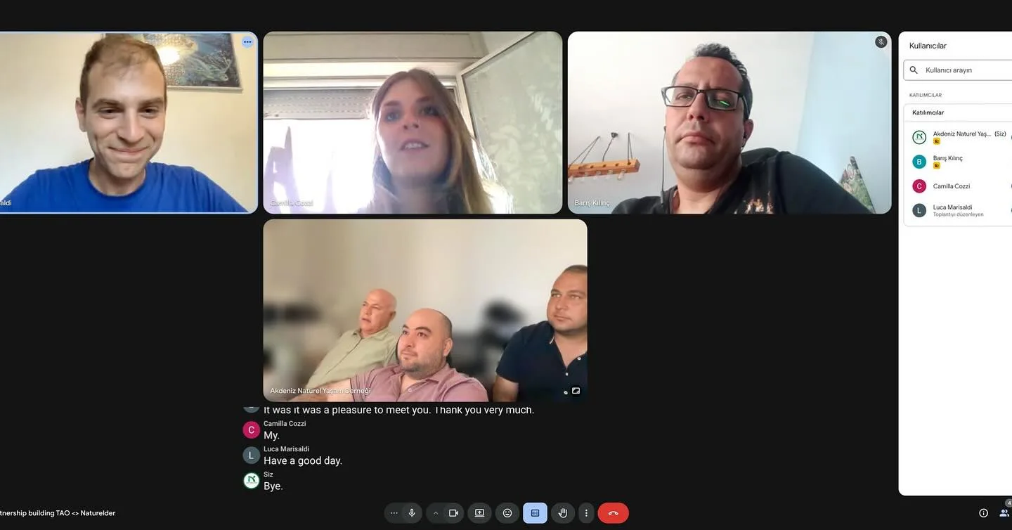 A meeting screen showing participants' video windows during the online discussion with TAO